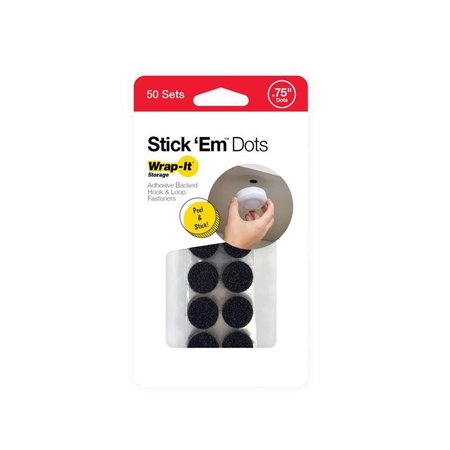 WRAP-IT Stick 'Em Small Plastic Hook and Loop Fastener 0.75 in. L 50 pk, 6PK 450-D-75BL